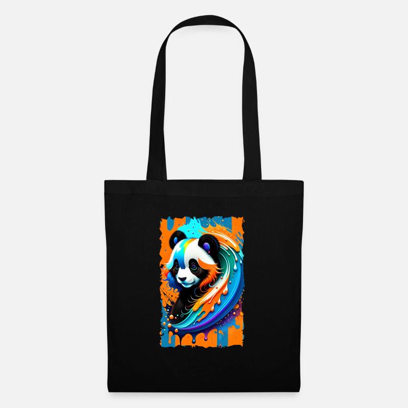 Buntes Kunst Potrait Panda 1.2 - Stoffbeutel - Schwarz