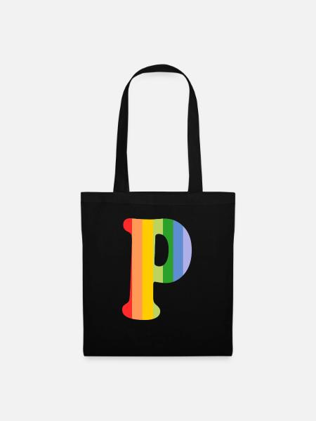 Buchstabe P Regenbogen - Stoffbeutel - Schwarz