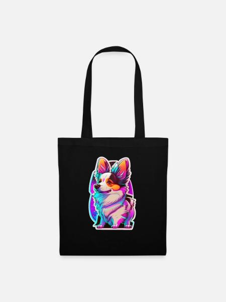 Kleiner Hund und Neonlicht - Stoffbeutel - Schwarz