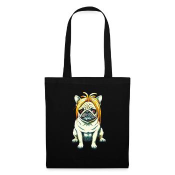 Carlin avec perruque #PugLife - Sac en tissu - noir - Devant