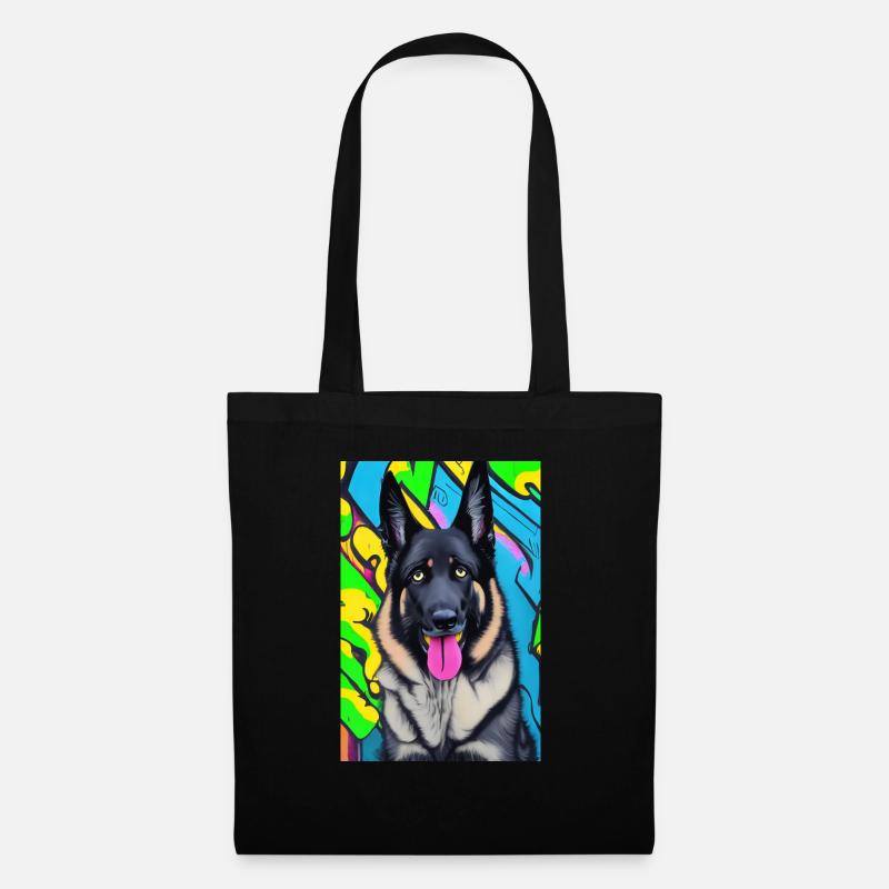 Modernes Pop-Art Print | bunt | German Shepard - Stoffbeutel - Schwarz