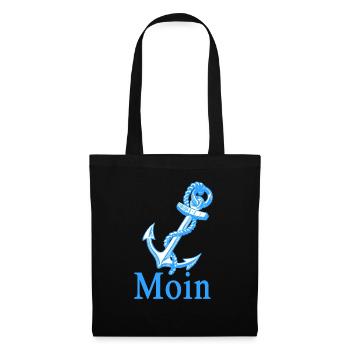 Moin mit Anker - Stoffbeutel - Schwarz - Vorne