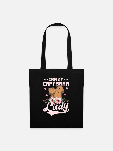 Crazy Capybara Lady Capibara Owner Mammal - Stoffbeutel - Schwarz