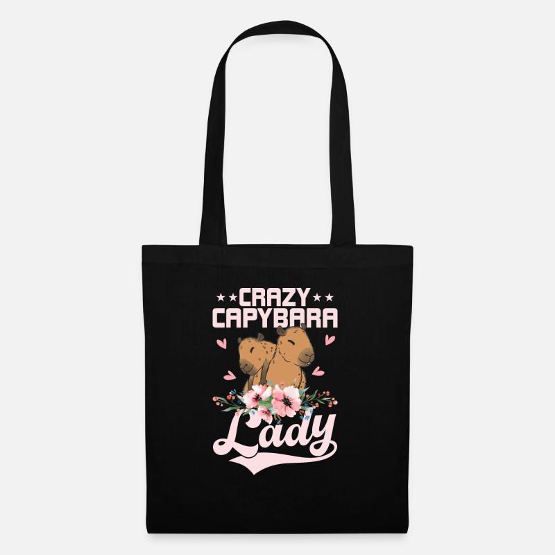 Crazy Capybara Lady Capibara Owner Mammal - Stoffbeutel - Schwarz