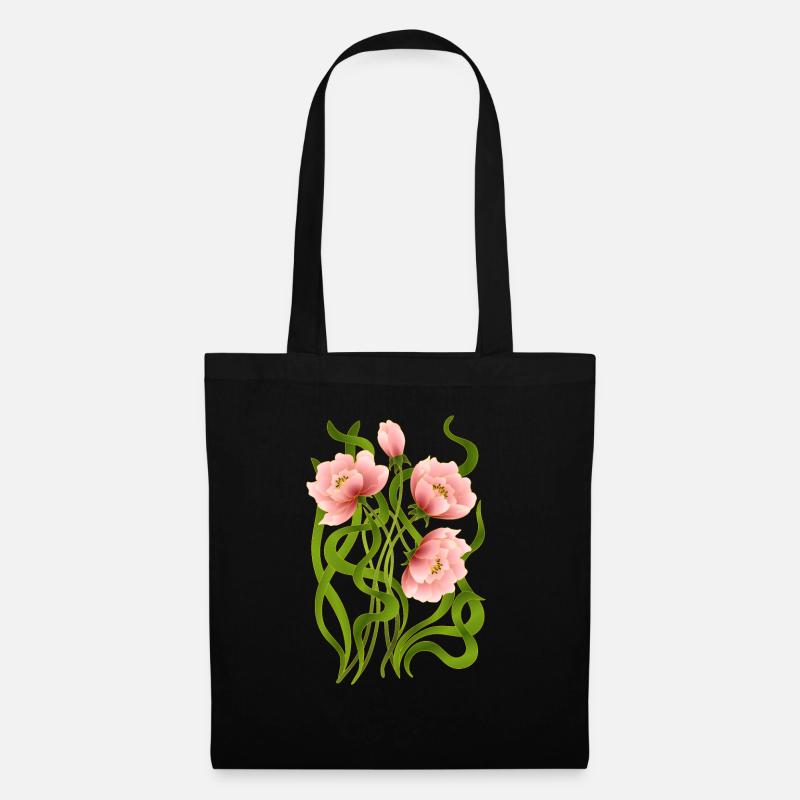 Blumen - Stoffbeutel - Schwarz