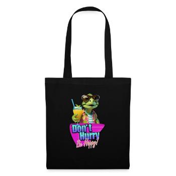 Ne vous dépêchez pas, soyez heureux, mignonne petite tortue tortue - Sac en tissu - noir - Devant