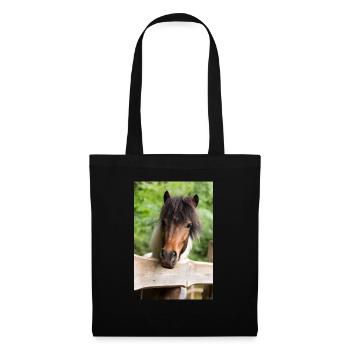lustiges Pony Pepper Schecke vom Regenbogenhof - Stoffbeutel - Schwarz - Vorne