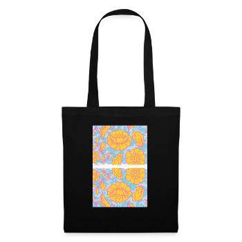 Lady Blumen Design (mit orangefarbenen Blumen) - Stoffbeutel - Schwarz - Vorne