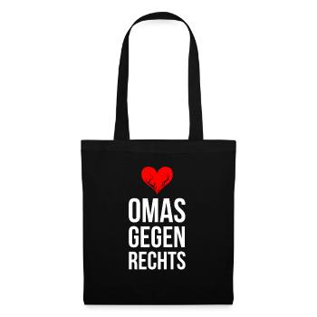 OMAS GEGEN RECHTS mit brennendem Herz - Stoffbeutel - Schwarz - Vorne