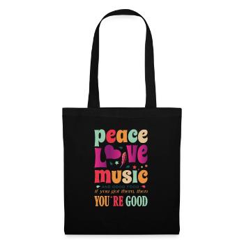Hippie funny rhyme peace, love, music, food - Tote Bag - black - Front