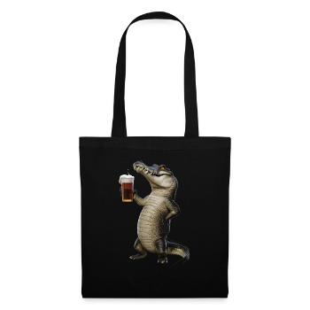 Krokodil Bier - Stoffbeutel - Schwarz - Vorne
