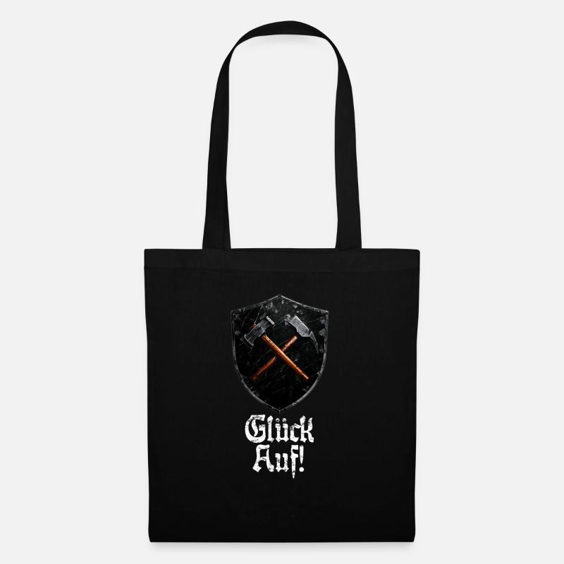 Glück auf Logo Bergbau Bergmann Schlägel und Eisen - Stoffbeutel - Schwarz