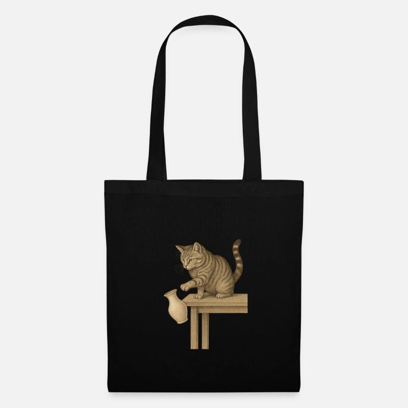 Cat logic: If it's right, it can also fall - Tote Bag - black