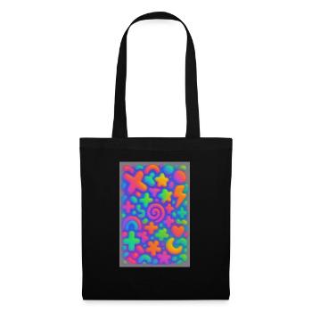 Neon Overload – Überlappende 3D Pop-Art Explosion - Stoffbeutel - Schwarz - Vorne