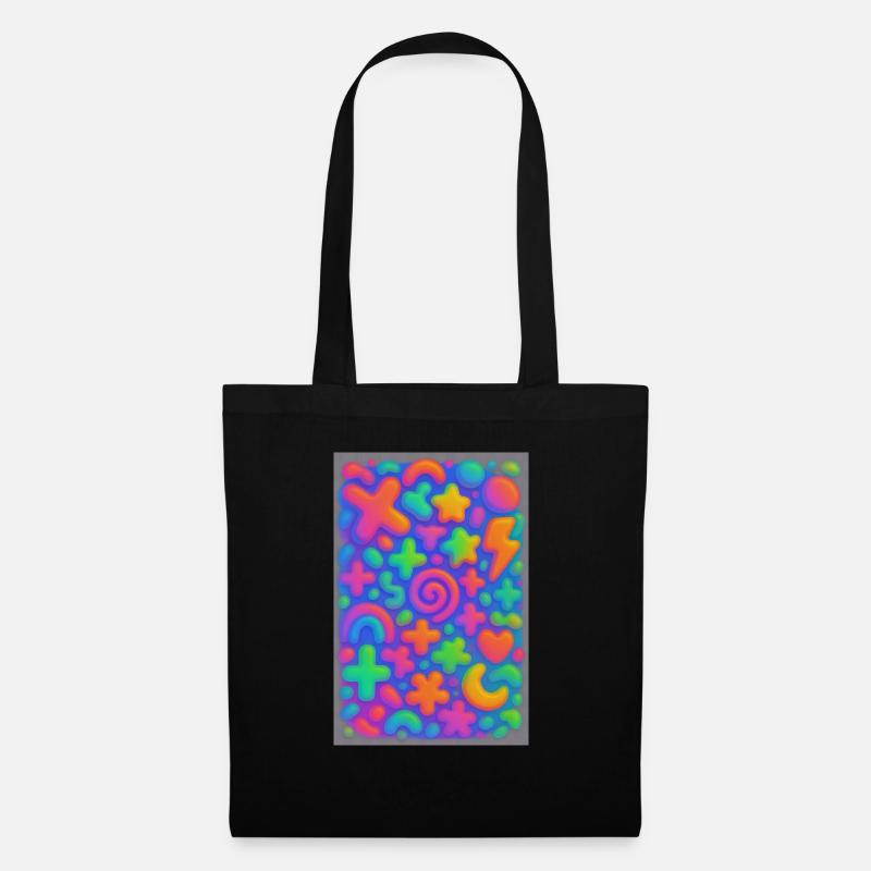 Neon Overload – Überlappende 3D Pop-Art Explosion - Stoffbeutel - Schwarz