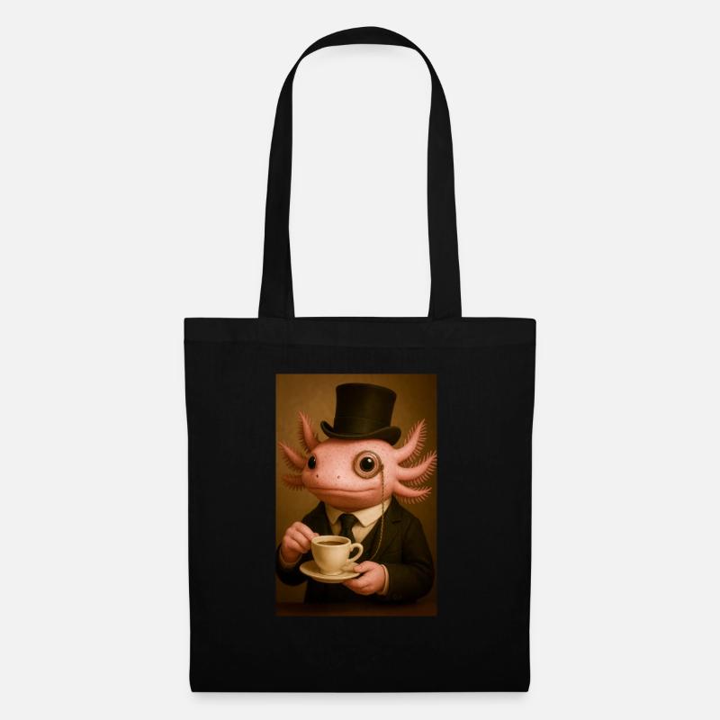 Eleganter Axolotl zum Kaffee - Stoffbeutel - Schwarz