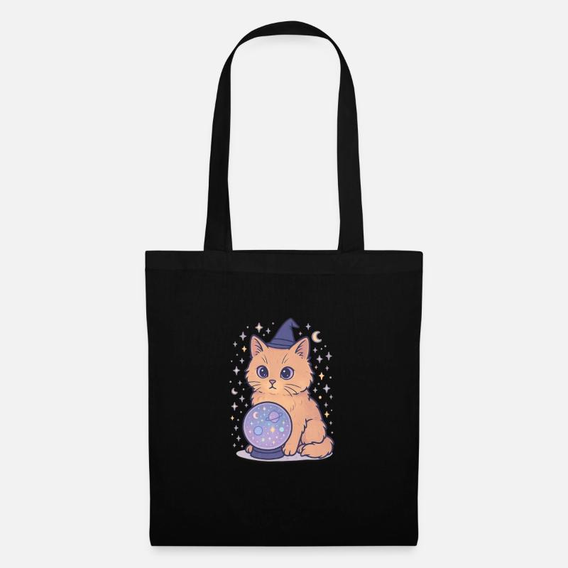 Chat astro avec boule de cristal - Sac en tissu - noir
