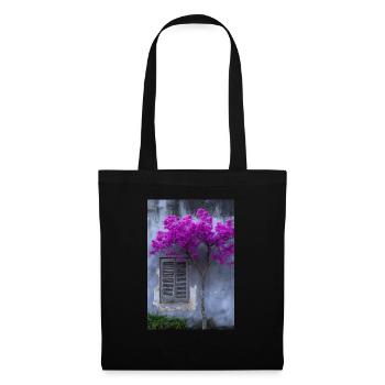 Fleur vibrante contre mur rustique - Sac en tissu - noir - Devant