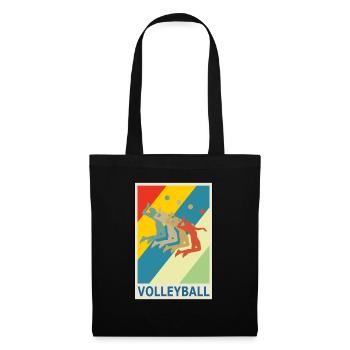 Retro Vintage Style Beach Volleyball Spieler - Stoffbeutel - Schwarz - Vorne