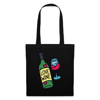 Wein trinken Wein Geschenk Lustiges Wein Shirt - Stoffbeutel - Schwarz - Vorne
