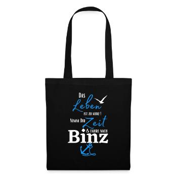 Binz - Das Leben ist zu kurz.../Ostseebad Binz - Stoffbeutel - Schwarz - Vorne