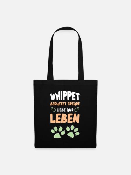 Whippet Liebe Leben Design - Stoffbeutel - Schwarz