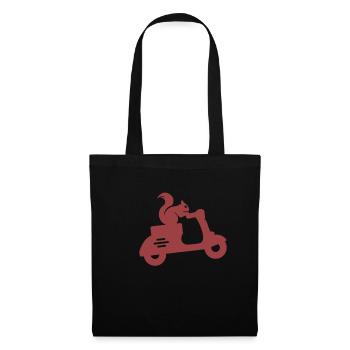 Eichhörnchen Moped - Stoffbeutel - Schwarz - Vorne