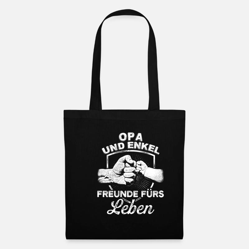 Opa und Enkel Enkelkinder Geschenk Freunde Stolz - Stoffbeutel - Schwarz