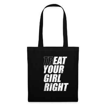 Treat & Eat Your Girl Right / Sex zum Valentinstag - Stoffbeutel - Schwarz - Vorne