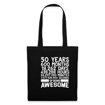 50 50 Jahre alt 50 Geburtstag 50 Geschenk 50 - Stoffbeutel - Schwarz - Vorne