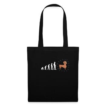 Evolution Dackel Hund Hunde Fun Spaß - Stoffbeutel - Schwarz - Vorne