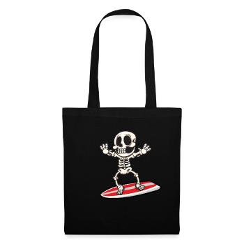 Skelett Knochen Surfen Surfboard Surf Geschenk - Stoffbeutel - Schwarz - Vorne