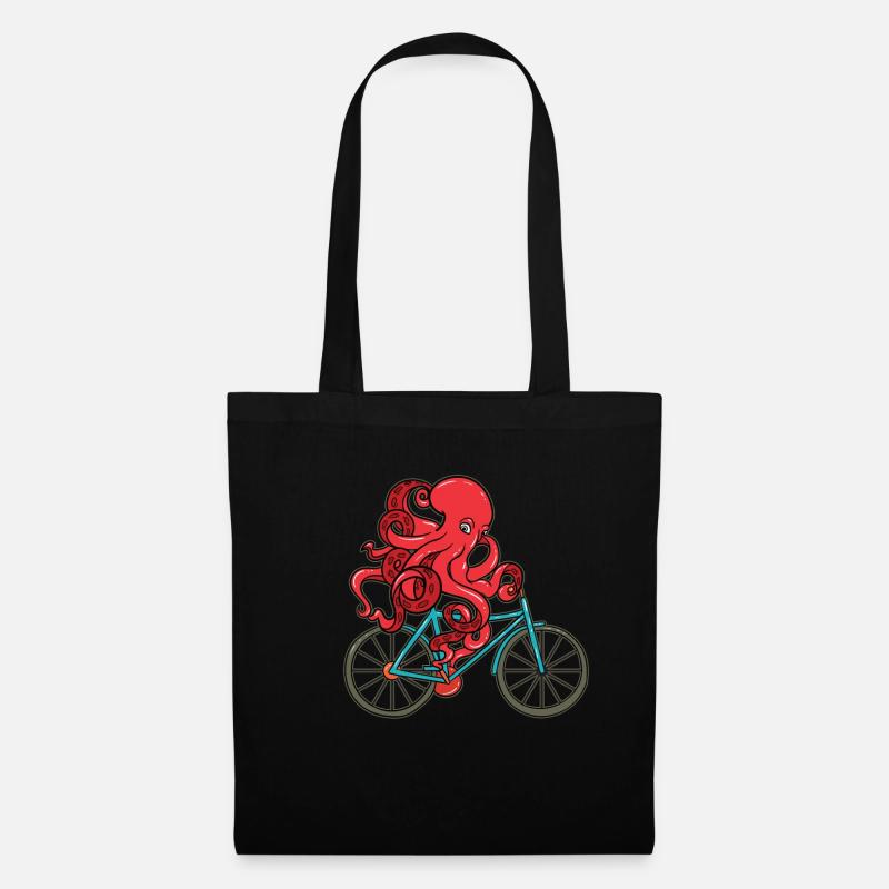 Fahrrad Fahrradfahrer Krake Octopus Geschenk - Stoffbeutel - Schwarz