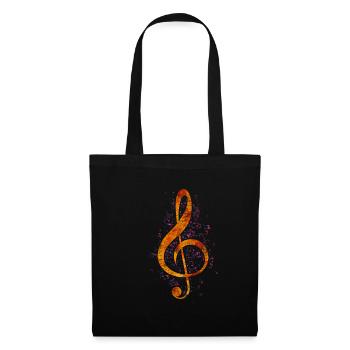 Musique notes de musique clef - Sac en tissu - noir - Devant