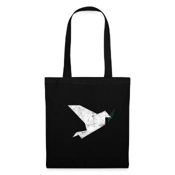Taube Origami - Stoffbeutel - Schwarz - Vorne
