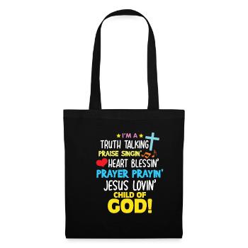 Vérité Louange Bénédiction Prière Enfant de Dieu Chrétien - Sac en tissu - noir - Devant