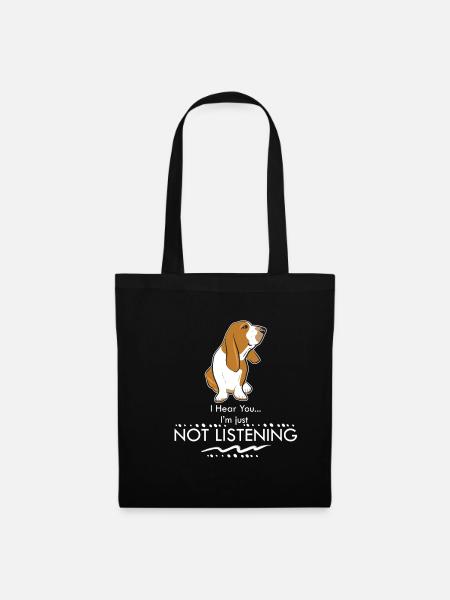 Basset Hound - lustige Hunde Sprüche - Stoffbeutel - Schwarz