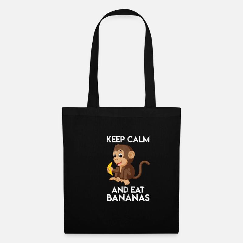 Keep Calm And Eat Bananas Affe Geschenk - Stoffbeutel - Schwarz