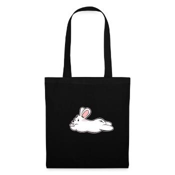 Weißer Hase Kaninchen Karnickel Comic Geschenk - Stoffbeutel - Schwarz - Vorne
