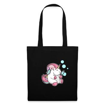 Bulles de savon Licorne soufflant un cadeau d'enfant scintillant - Sac en tissu - noir - Devant