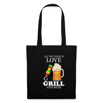 Grillen Barbeque Liebe Bier - Geschenk - Stoffbeutel - Schwarz - Vorne