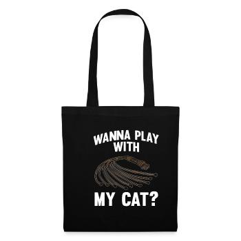 WANNA PLAY WITH MY CAT Peitsche 9 schwänzige Katze - Stoffbeutel - Schwarz - Vorne