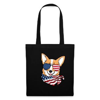 4 juillet Fête de l'indépendance États-Unis Amérique Corgi Dog - Sac en tissu - noir - Devant