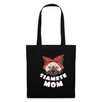 Siamkatze Katze Katzen Mutter Mama Mom Geschenk - Stoffbeutel - Schwarz - Vorne
