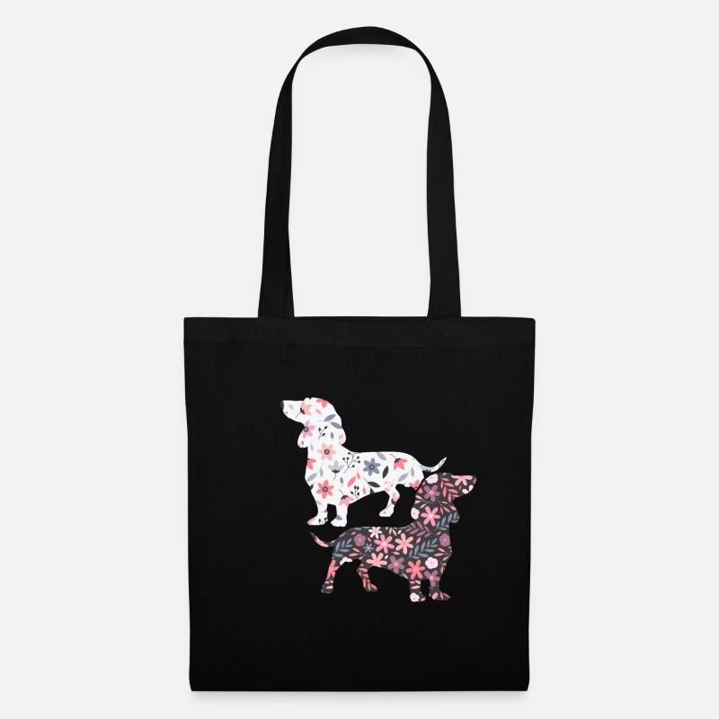 Chien de teckel - Sac en tissu - noir