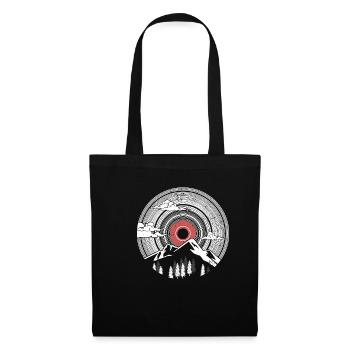 Disque vinyle montagne cadeau de randonnée - Sac en tissu - noir - Devant
