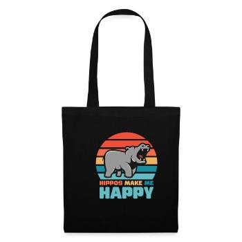 Hippopotame la chance - Sac en tissu - noir - Devant
