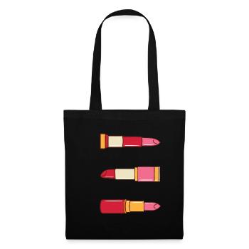 Lippenstift Schminke Schönheit Frau Damen Geschenk - Stoffbeutel - Schwarz - Vorne