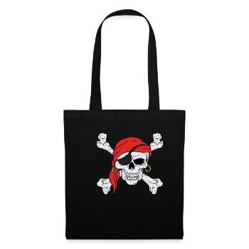 Cadeau de pirate pirate squelette en os - Sac en tissu - noir - Devant