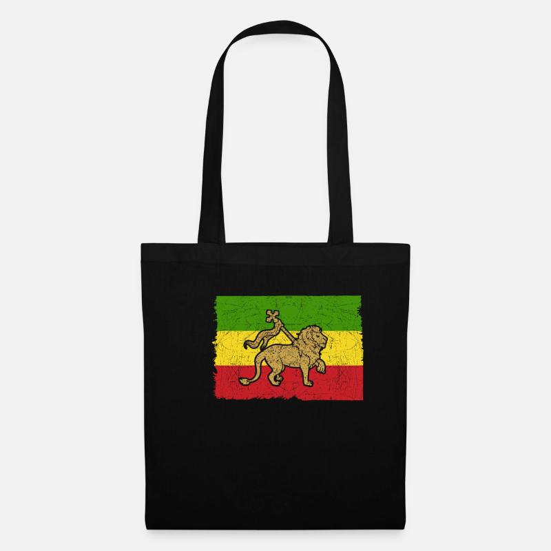 Cadeau de drapeau de lion de Reggae Rasta Rastafarian - Sac en tissu - noir